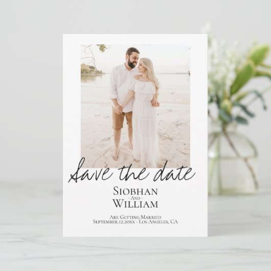 Sparen de Handgeschreven Persoonlijke Foto van de  Save The Date (Staand voorkant)
