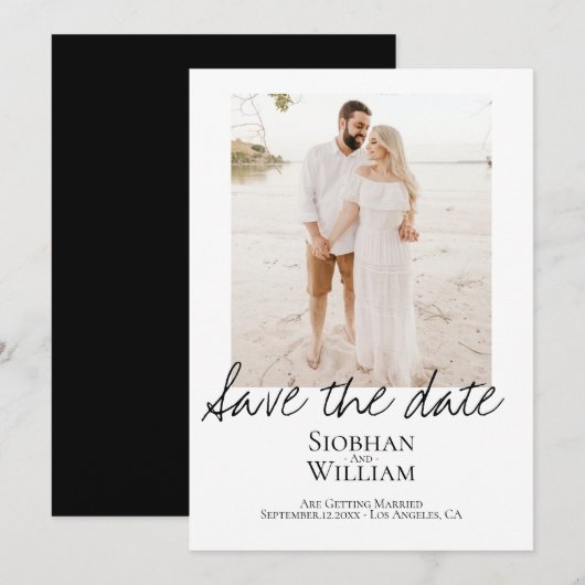 Sparen de Handgeschreven Persoonlijke Foto van de  Save The Date (Voorkant / Achterkant)