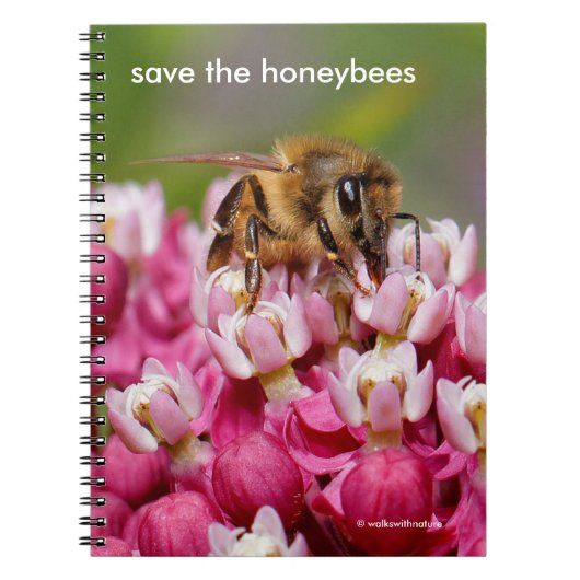 Sparen de Honeybees die Narrowleaf Milkweed bestui Notitieboek (Voorkant)