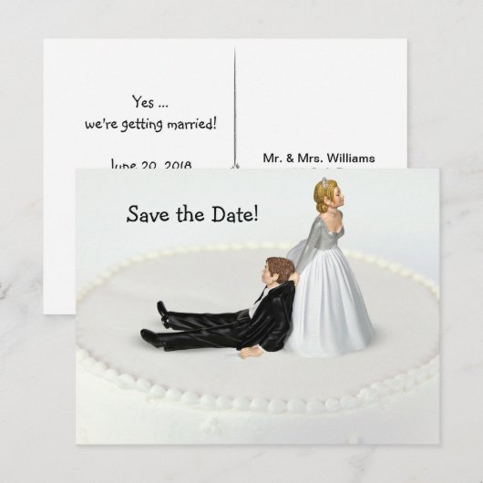 Sparen de Humor van de Datum Aankondigingskaart (Voorkant / Achterkant)