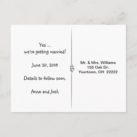 Sparen de Humor van de Datum Aankondigingskaart (Achterkant)