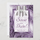 Sparen de Kaart van de Datum Leaf Floral Paarse Si (Voorkant)