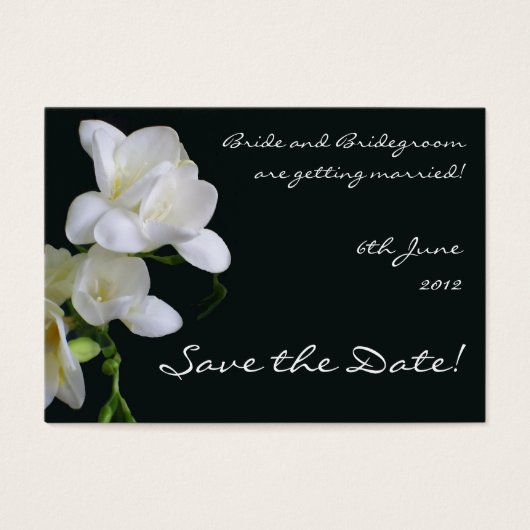sparen de Kaart van de Datum, Witte Freesias (Voorkant)