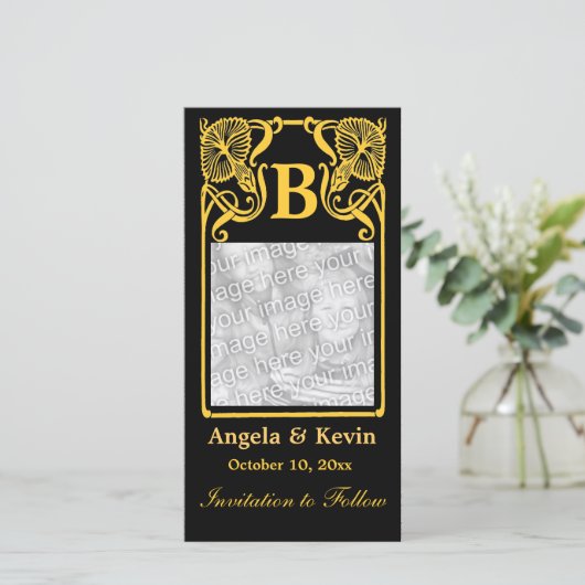  sparen de Kaart van het Monogram van de Foto van  (Staand voorkant)