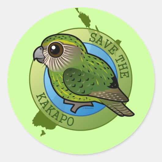 Sparen de Kakapo Ronde Sticker (Voorkant)