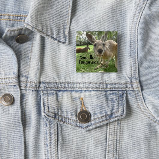 Sparen de Kangaroo's Vierkante Button 5,1 Cm (In situ)