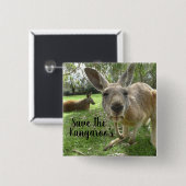 Sparen de Kangaroo's Vierkante Button 5,1 Cm (Voorkant /achterkant)