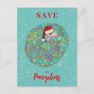 Sparen de Kerstslogan van de Pangolins Feestdagenkaart