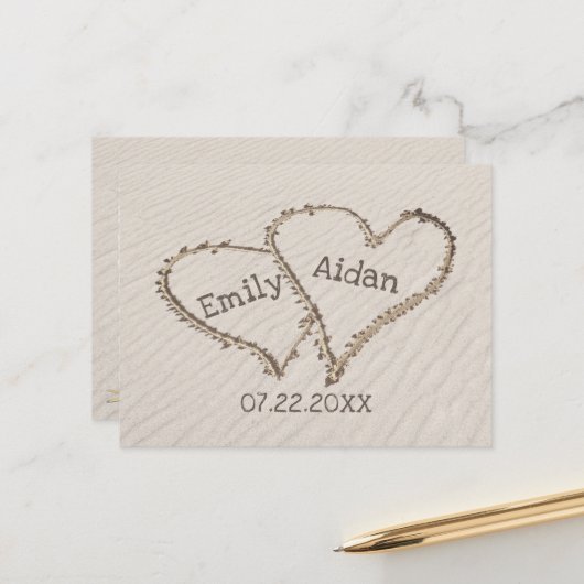 Sparen de Kiezen van de Datum met Namen Briefkaart (Voorkant / Achterkant in situ)