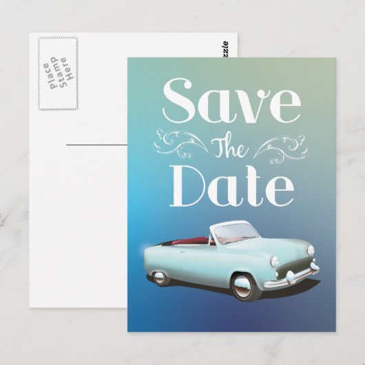 Sparen de Klassieke Kar van de Datum Briefkaart (Voorkant / Achterkant)