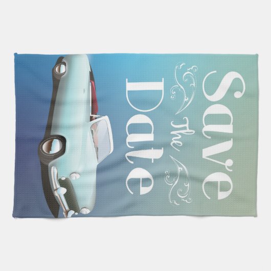 Sparen de Klassieke Kar van de Datum Theedoek (Horizontaal)