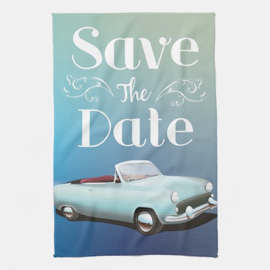 Sparen de  Klassieke Kar van de Datum Theedoek (Verticaal)