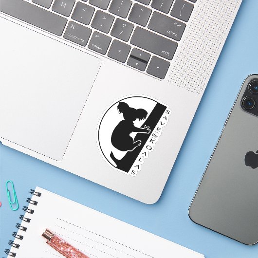 Sparen de Koalas Sticker (Laptop met iPhone)
