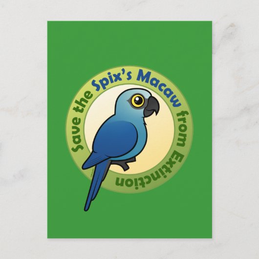 Sparen de Macaw van Spix van Uitsterven Briefkaart (Voorkant)