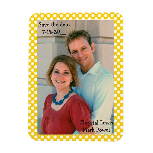 Sparen de Magnet van de Datum met Gele gestippelde Magneet (Verticaal)