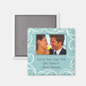 Sparen de Magnet van de Datum met Swirls (aqua) (Voorkant / Achterkant)