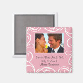 Sparen de Magnet van de Datum met Swirls (roze) (Voorkant / Achterkant)