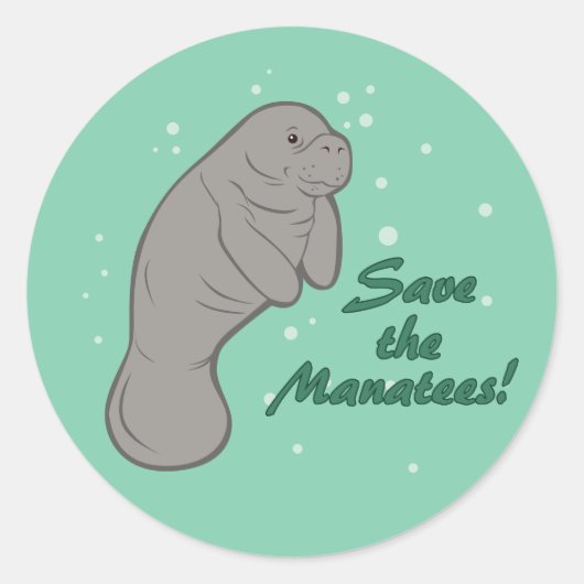 Sparen de Manatees! Ronde Sticker (Voorkant)