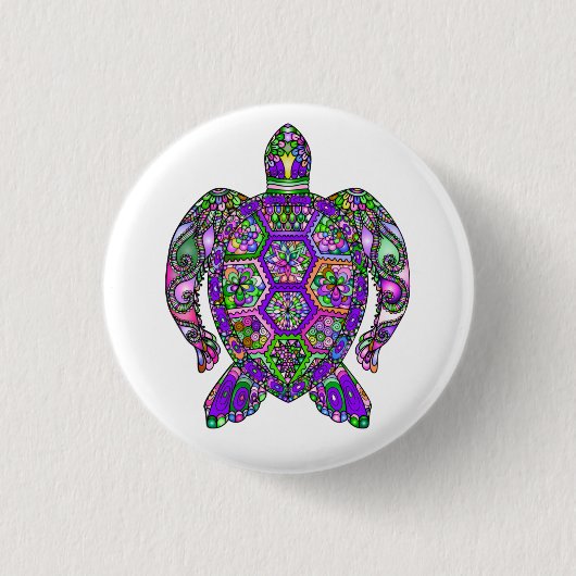 Sparen de Mariene Zee Turtles Ronde Button 3,2 Cm (Voorkant)