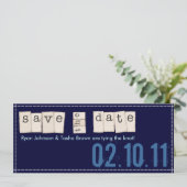 Sparen de Mededelingen van de Datum {Blauw van de  Save The Date (Staand voorkant)