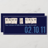 Sparen de Mededelingen van de Datum {Blauw van de  Save The Date (Voorkant / Achterkant)