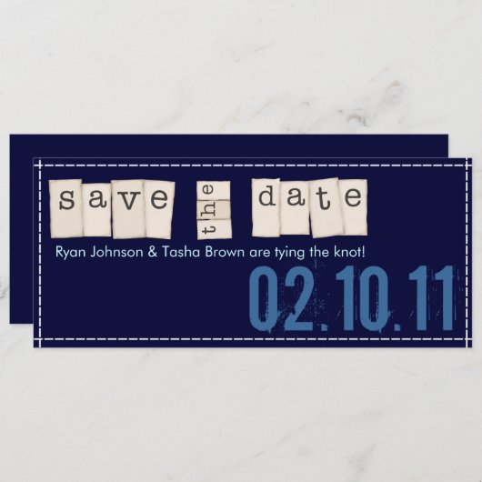 Sparen de Mededelingen van de Datum {Blauw van de Save The Date (Voorkant / Achterkant)