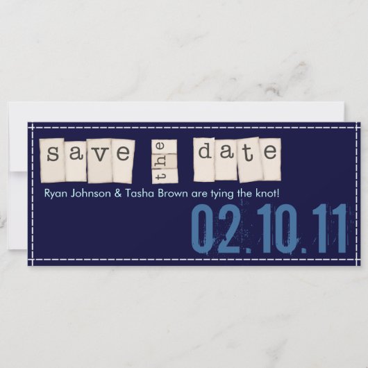 Sparen de Mededelingen van de Datum {Blauw van de  Save The Date (Voorkant)