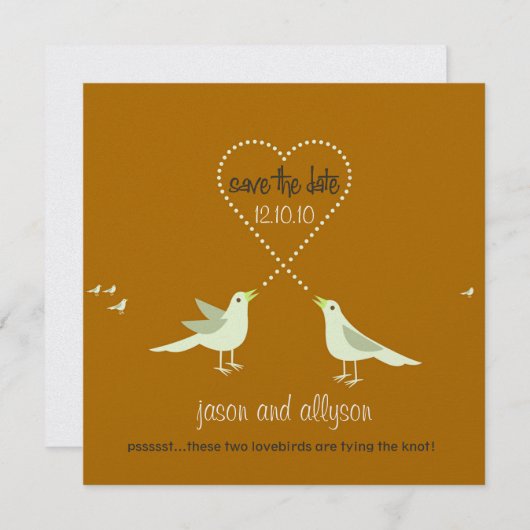 Sparen de Mededelingen van de Datum met Lovevogels Save The Date (Voorkant / Achterkant)