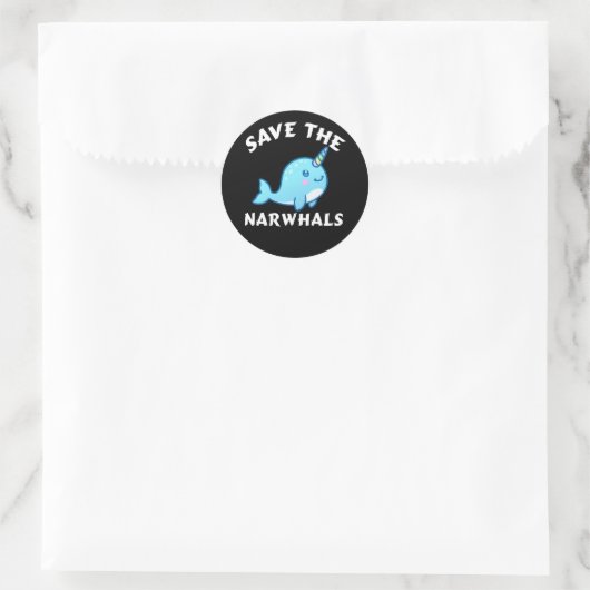 Sparen de Narwhals Ronde Sticker (Tas)