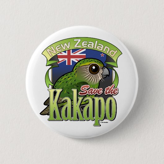 Sparen de Nieuw-Zeelandse Kakapo Ronde Button 5,7 Cm (Voorkant)