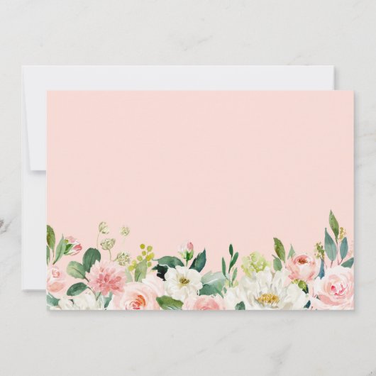 Sparen de Nieuwe Datum Blauwe Blush Pink Floral Save The Date (Achterkant)