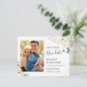 Sparen de Nieuwe Datum Groene Witte Foto van de Fl Briefkaart (Staand voorkant)