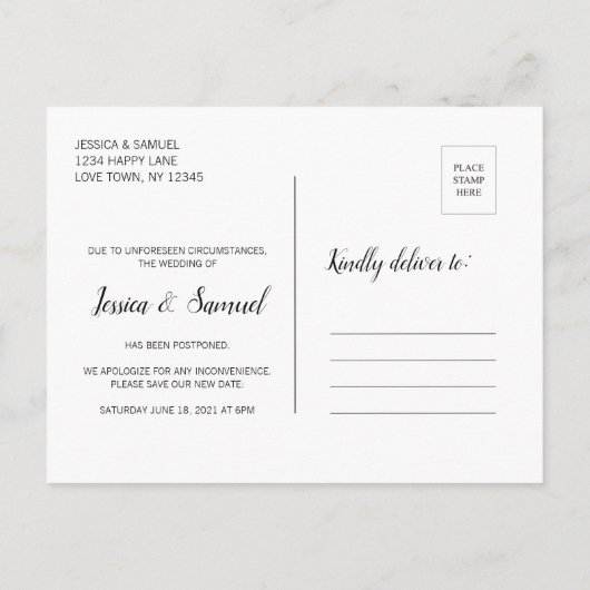 Sparen de Nieuwe Datum Sociale die sparen de Datum Aankondigingskaart (Achterkant)