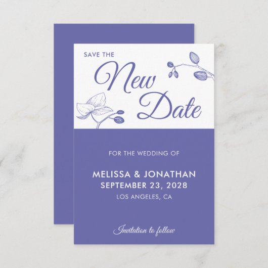 Sparen de Nieuwe Datum trouwuitstel floral (Voorkant / Achterkant)