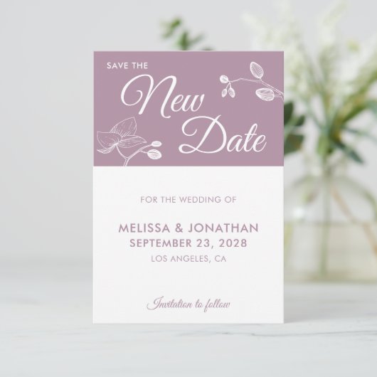 Sparen de Nieuwe Datum trouwuitstel floral (Staand voorkant)