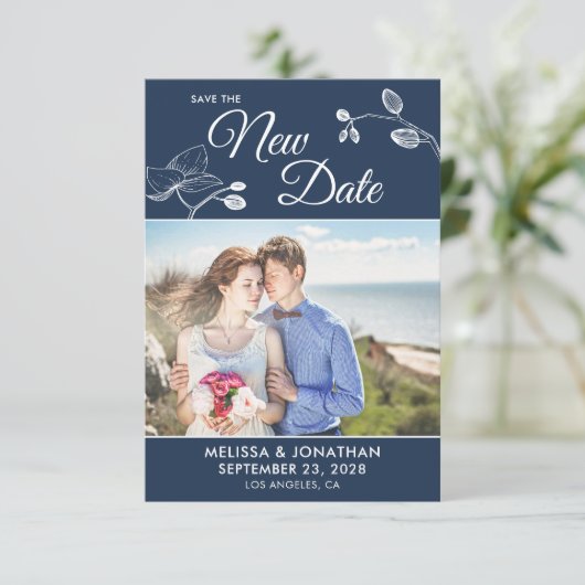 Sparen de Nieuwe Datum trouwuitstel foto (Staand voorkant)