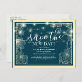 Sparen de Nieuwe Datum van de Uitstel van de Biede Aankondigingskaart (Voorkant / Achterkant)