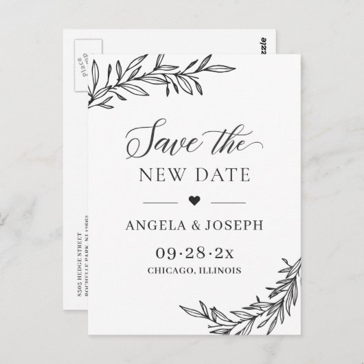 Sparen de Nieuwe Verandering van de Datum van het Briefkaart (Voorkant / Achterkant)