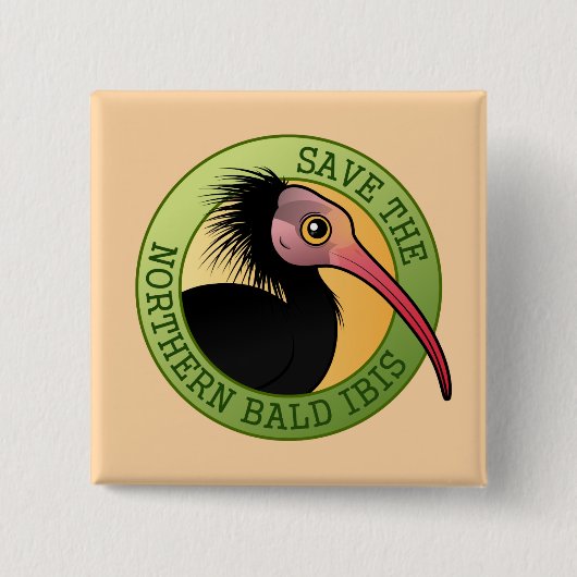 Sparen de Noordelijke Bald Ibis Vierkante Button 5,1 Cm (Voorkant)