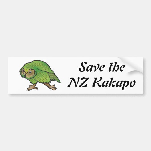 Sparen de NZ Kakapo - Bumpersticker (Voorkant)