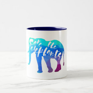 Sparen de Olephants. Calligrafie, grafische kunst Tweekleurige Koffiemok