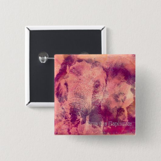 Sparen de Olephants Vierkante Button 5,1 Cm (Voorkant /achterkant)