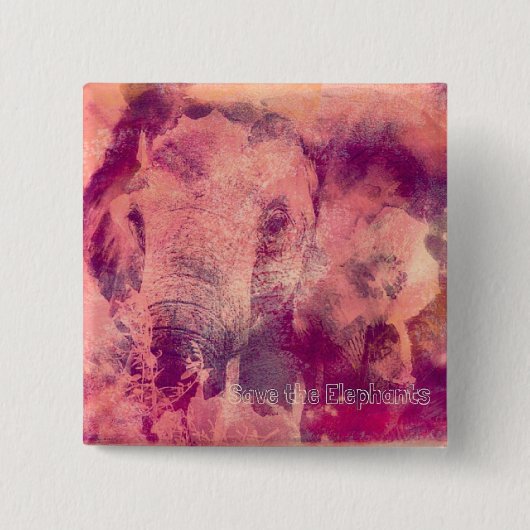 Sparen de Olephants Vierkante Button 5,1 Cm (Voorkant)