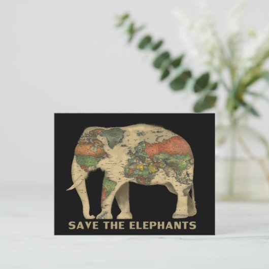 Sparen de olifanten briefkaart (Staand voorkant)