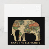 Sparen de olifanten briefkaart (Voorkant / Achterkant)