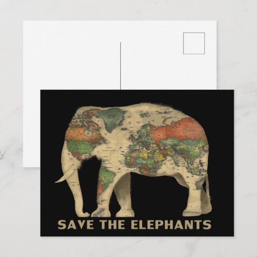 Sparen de olifanten briefkaart (Voorkant / Achterkant)