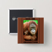 Sparen de Orangutans Vierkante Button 5,1 Cm (Voorkant /achterkant)