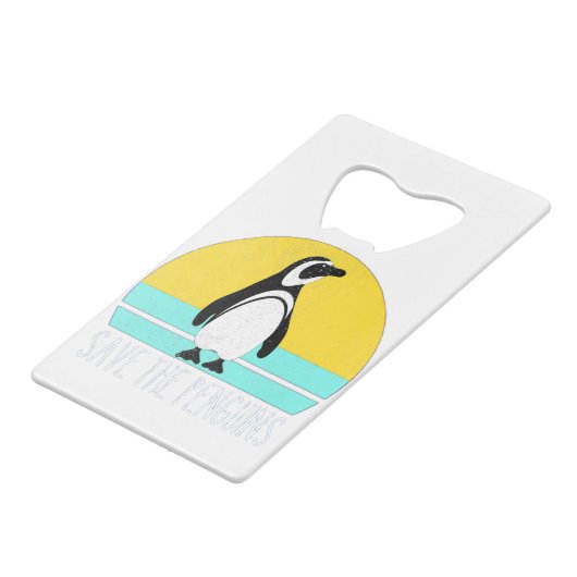 Sparen de pinguïns creditkaart flessenopener (Achterkant Gekanteld)