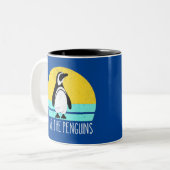 Sparen de pinguïns tweekleurige koffiemok (Voorkant links)