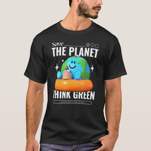Sparen de planeet Groen denkt T-shirt (Voorkant)